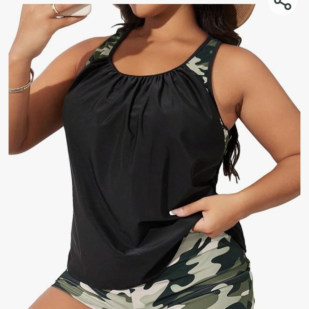 Plus Size Camo Tankini